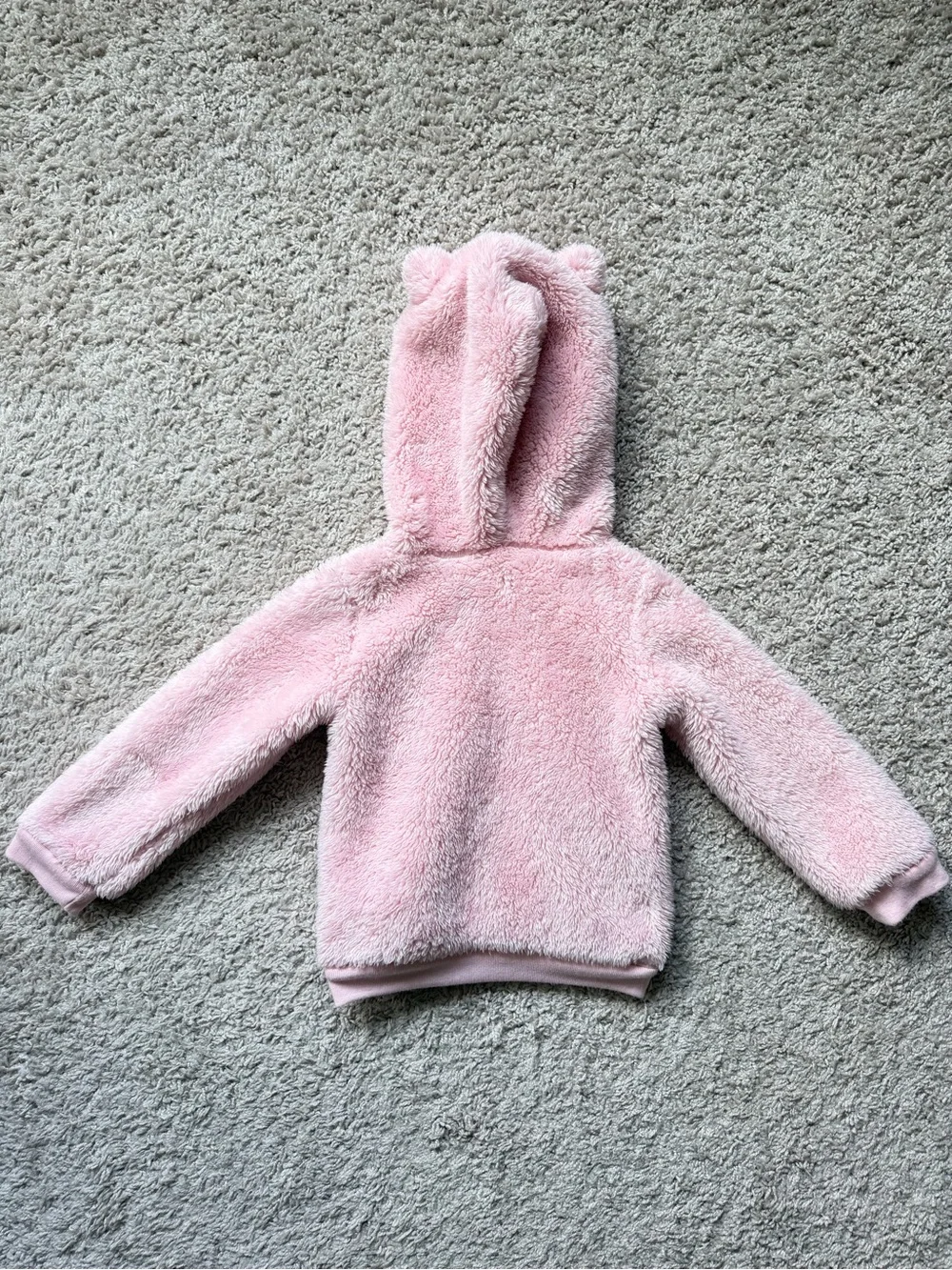 Carter’s Cozy Pink Plush Hooded Toddler Hoodie with Bear Ears 3T